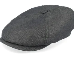 Flat Caps-Stetson 6-panel Cap Linen Olive Herringbone Flat Cap -