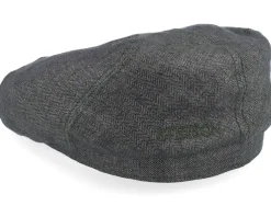 Flat Caps-Stetson 6-panel Cap Linen Olive Herringbone Flat Cap -