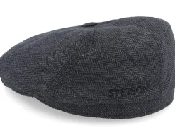Flat Caps-Stetson 6-Panel Cap Silk Charcoal/Black Flat Cap -