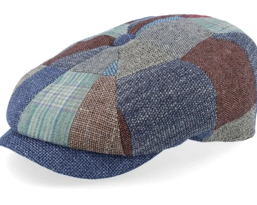 Flat Caps-Lierys 8-panel Patchwork Patchwork Flat Cap -