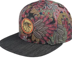 Snapback-Djinns 6 Panel Peacock Linen Black Snapback -