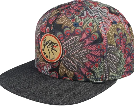 Snapback-Djinns 6 Panel Peacock Linen Black Snapback -