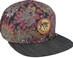 Snapback-Djinns 6 Panel Peacock Linen Black Snapback -