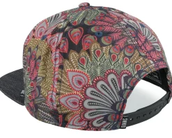 Snapback-Djinns 6 Panel Peacock Linen Black Snapback -