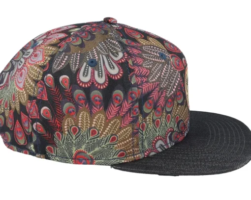 Snapback-Djinns 6 Panel Peacock Linen Black Snapback -