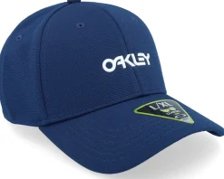 Clearance Oakley 6 Panel Stretch Metallic Hat Team Navy Flexfit -