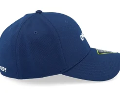 Clearance Oakley 6 Panel Stretch Metallic Hat Team Navy Flexfit -