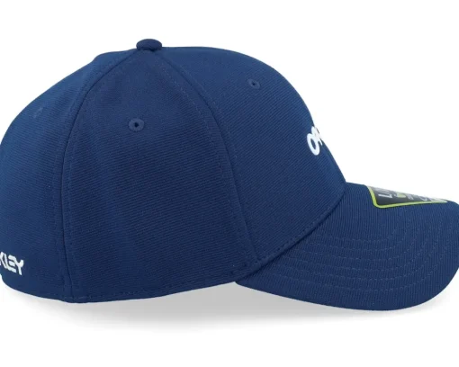 Clearance Oakley 6 Panel Stretch Metallic Hat Team Navy Flexfit -