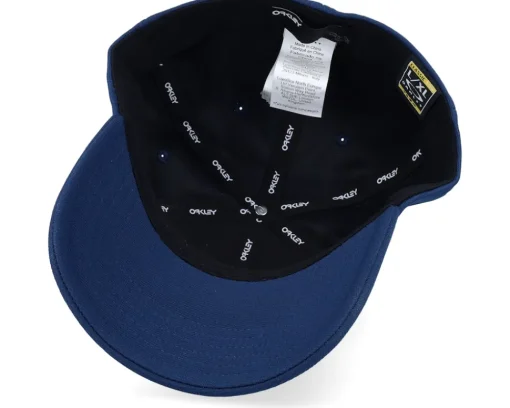 Clearance Oakley 6 Panel Stretch Metallic Hat Team Navy Flexfit -