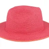 Fedora-Seeberger Paper Braid Fuchsia/Terracotta Straw Fedora -