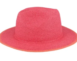 Fedora-Seeberger Paper Braid Fuchsia/Terracotta Straw Fedora -