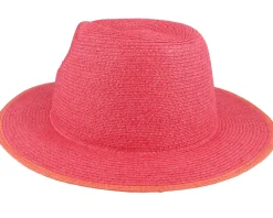 Fedora-Seeberger Paper Braid Fuchsia/Terracotta Straw Fedora -