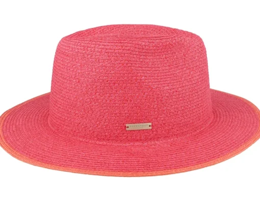 Fedora-Seeberger Paper Braid Fuchsia/Terracotta Straw Fedora -