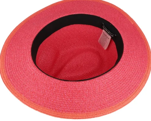 Fedora-Seeberger Paper Braid Fuchsia/Terracotta Straw Fedora -