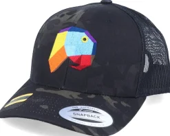Trucker-Origami Paper Parrot Black Camo Trucker -