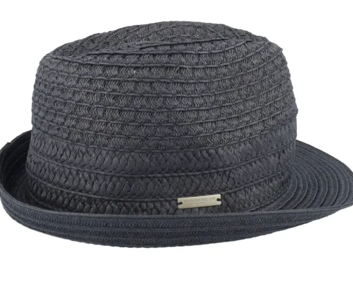 Trilby Hats-Seeberger Paperbraid Mix Black Trilby -