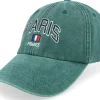 Sale Iconic Paris France Washed Dad Cap - Green