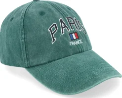 Sale Iconic Paris France Washed Dad Cap - Green