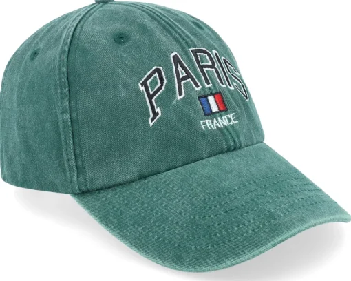 Sale Iconic Paris France Washed Dad Cap - Green
