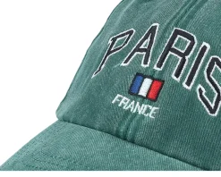 Sale Iconic Paris France Washed Dad Cap - Green