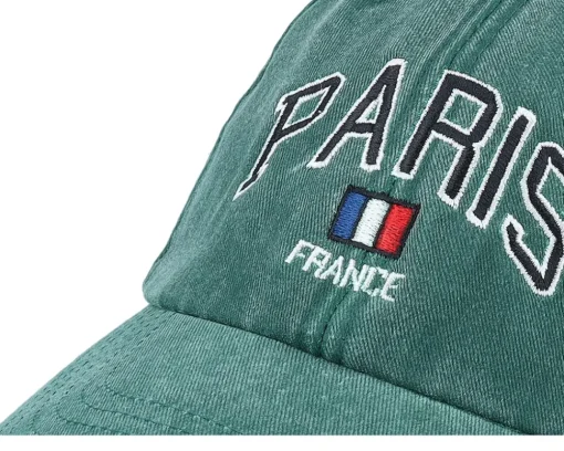 Sale Iconic Paris France Washed Dad Cap - Green