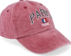 Dad Cap-Iconic Paris France Washed Dad Cap - Red