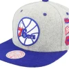 Snapback-Mitchell & Ness Philadelphia 76ers Melton Patch /Royal Snapback - Grey