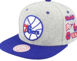 Snapback-Mitchell & Ness Philadelphia 76ers Melton Patch /Royal Snapback - Grey