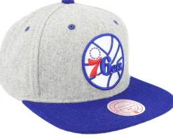 Snapback-Mitchell & Ness Philadelphia 76ers Melton Patch /Royal Snapback - Grey