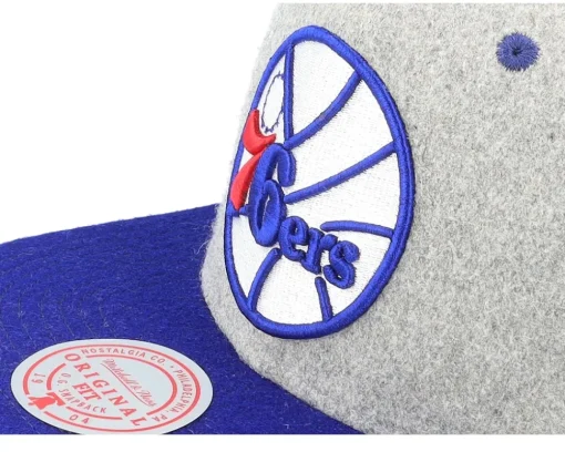 Snapback-Mitchell & Ness Philadelphia 76ers Melton Patch /Royal Snapback - Grey