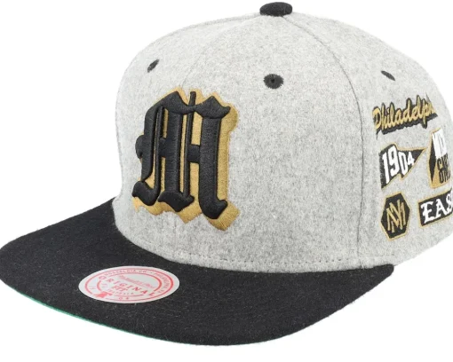 Snapback-Mitchell & Ness Philadelphia 76ers Melton Patch /Royal Snapback - Grey