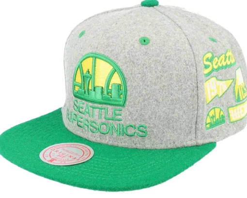 Snapback-Mitchell & Ness Philadelphia 76ers Melton Patch /Royal Snapback - Grey