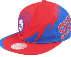 Clearance Mitchell & Ness Philadelphia 76ers Spiral Deadstock Red Snapback -