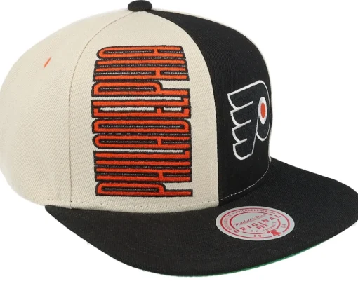 Best Mitchell & Ness Philadelphia Flyers Pop Panel Off White/Black Snapback - Beige, Black
