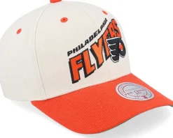 Adjustable-Mitchell & Ness Philadelphia Flyers Retro Type Pro Off White/Orange Adjustable - Beige