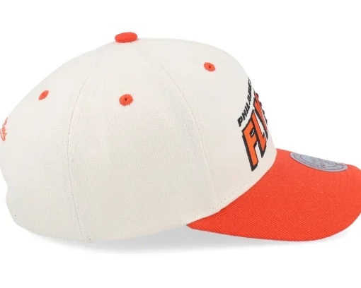 Adjustable-Mitchell & Ness Philadelphia Flyers Retro Type Pro Off White/Orange Adjustable - Beige