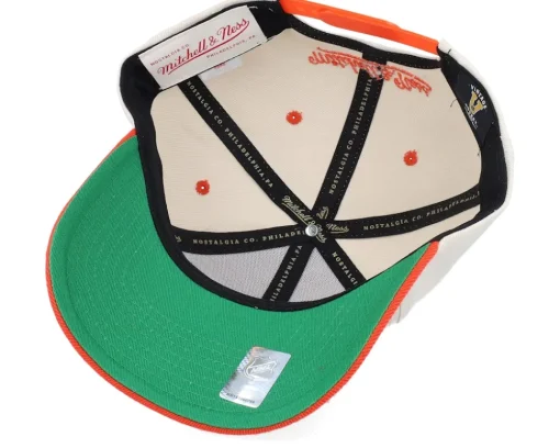 Adjustable-Mitchell & Ness Philadelphia Flyers Retro Type Pro Off White/Orange Adjustable - Beige