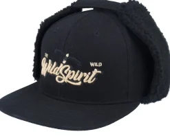 Earflap-Wild Spirit Pin Script Canvas Flatbrim Earflap - Black