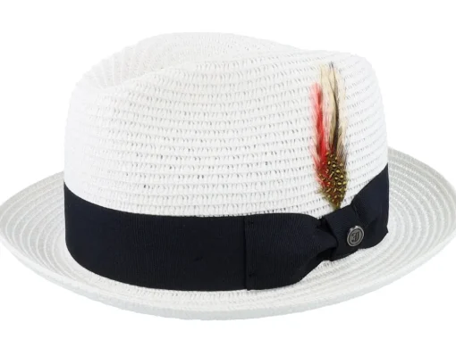Online Jaxon & James Pinch Crown Toyo Braided Trilby - White