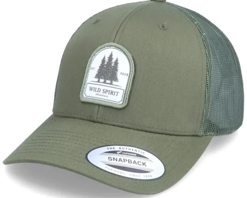 Trucker-Wild Spirit Pine Logo Patch Olive Trucker -
