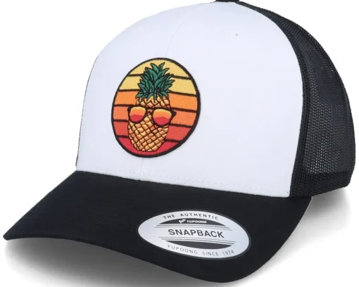 Trucker-Iconic Pineapple Sunset Retro Black/White Trucker -