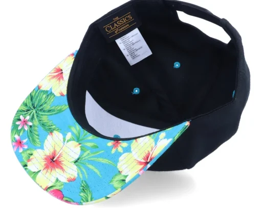 Snapback-Iconic Pineapple Surfer Summer Black/Aqua Snapback -