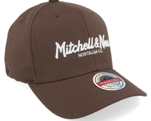 New Mitchell & Ness Pinscript Brown/White Adjustable -