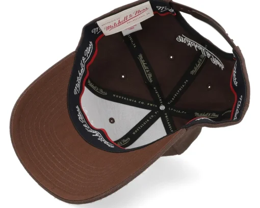 New Mitchell & Ness Pinscript Brown/White Adjustable -