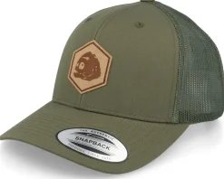 Trucker-Skillfish Piranha Skull Hex Patch Olive Trucker - Green