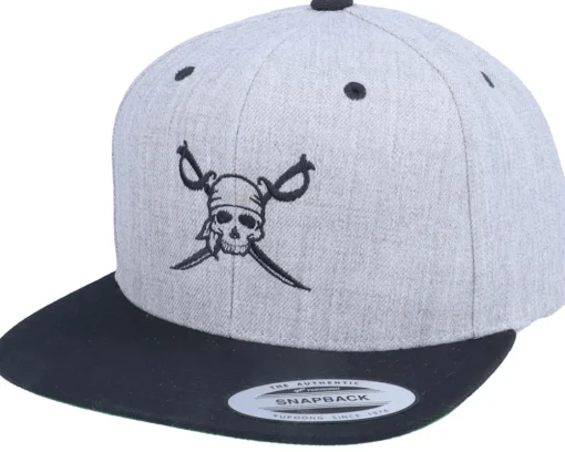 Sale Iconic Pirate Logo Heather Grey/Black Snapback -