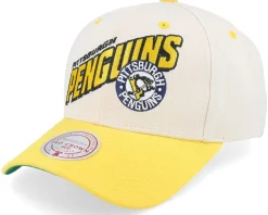 Adjustable-Mitchell & Ness Pittsburgh Penguins Retro Type Pro Off White/Yellow Adjustable - Beige