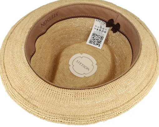 Straw Hat-Stetson Player Raffia Crochet Natural Straw Hat -