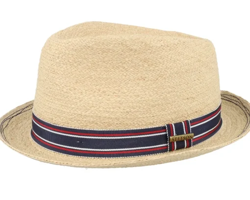 Straw Hat-Stetson Player Raffia Golf Beige Straw Hat -