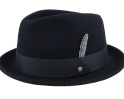 Fedora-Stetson Player Woolfelt 1 Black Fedora -